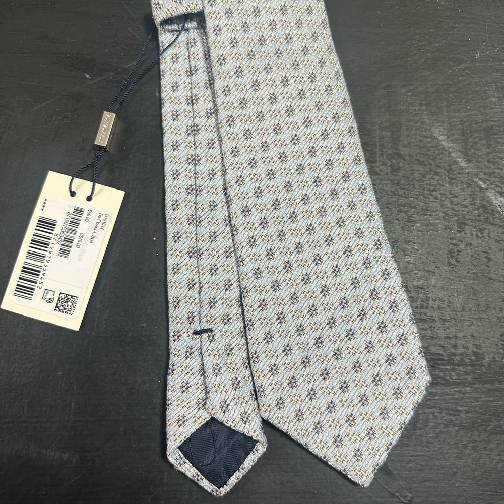 Suitsupply Light Blue and Brown Patterned Tie